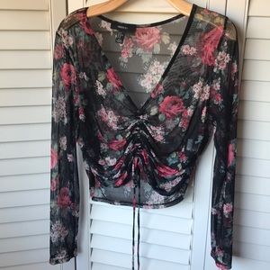 Sexy Sheer Floral Crop Top Forever 21